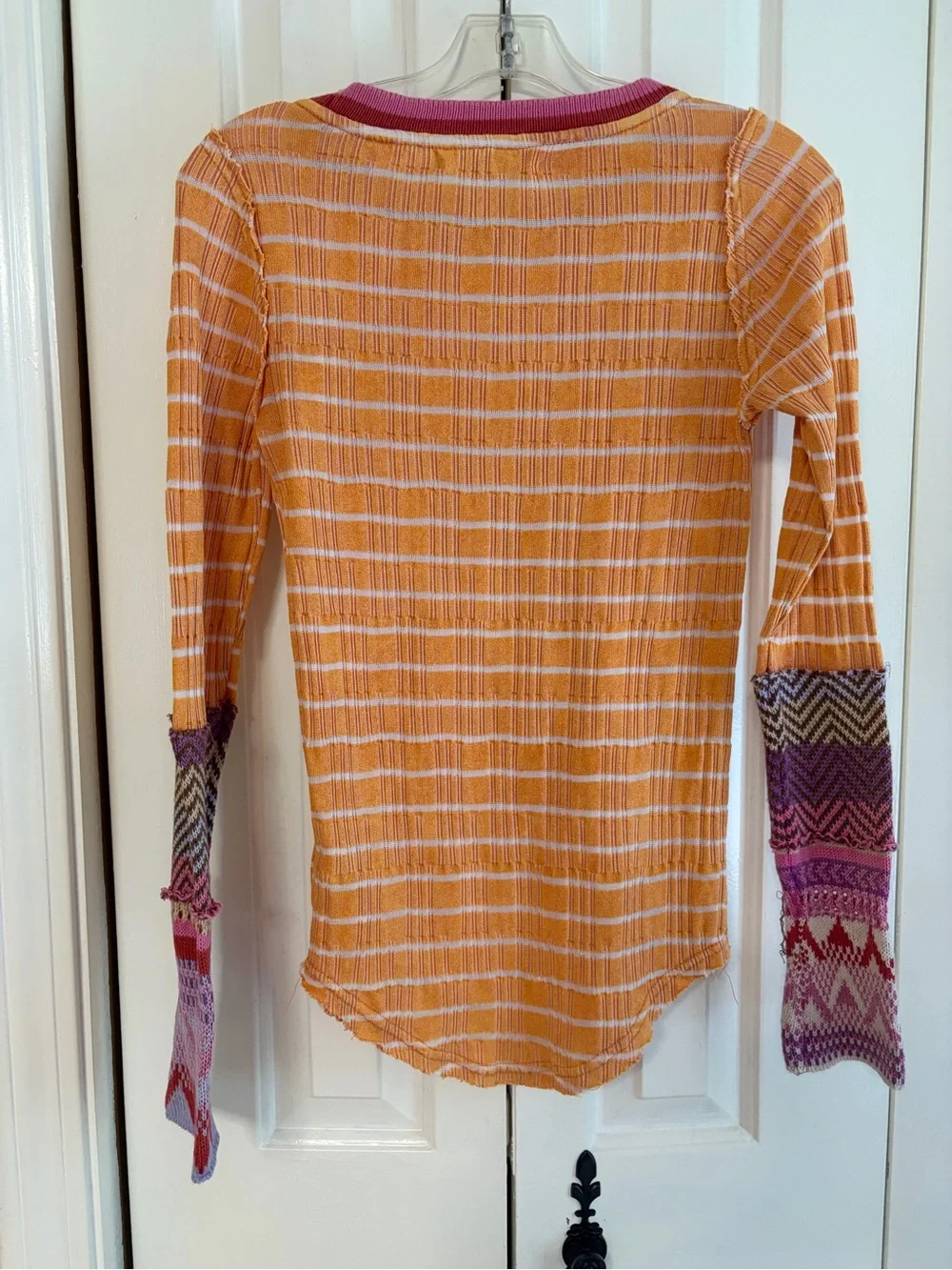 Free People Alpine Striped Tropical Knit Cuff Long sleeve tee